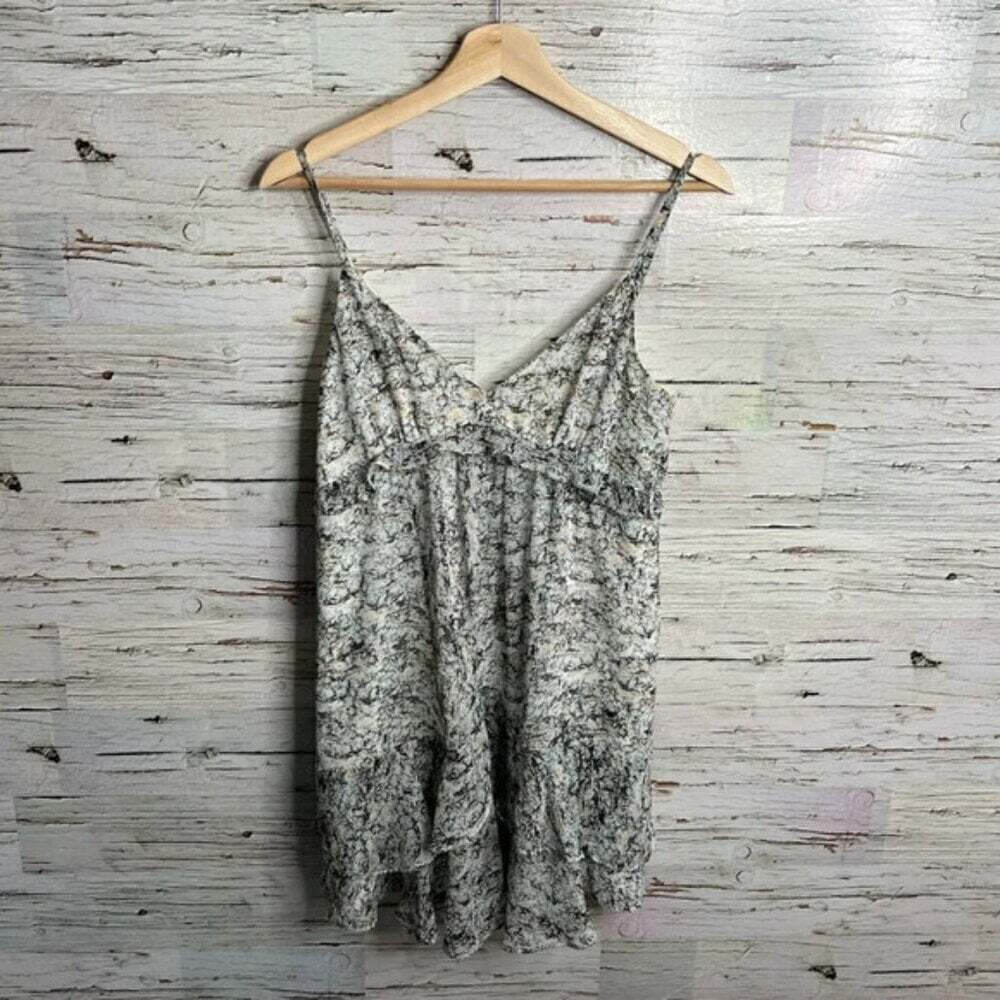 Bcbgeneration dress mini white ruffle gray size small Bcbg